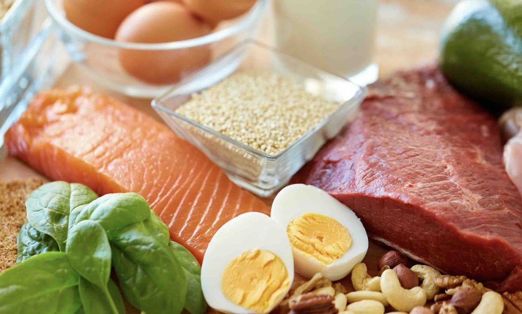 eiwitrijke producten als eieren, vis & vlees