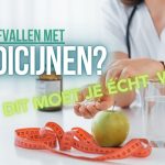 Foto van heup meetlint, gezonden voeding en afslankmedicijnen met vrouwelijke arts.
