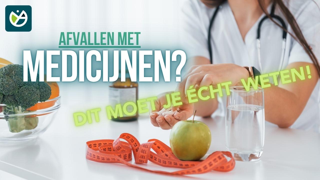 Foto van heup meetlint, gezonden voeding en afslankmedicijnen met vrouwelijke arts.